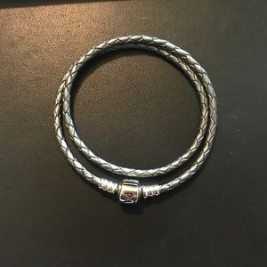 Pandora Gray Leather Bracelet